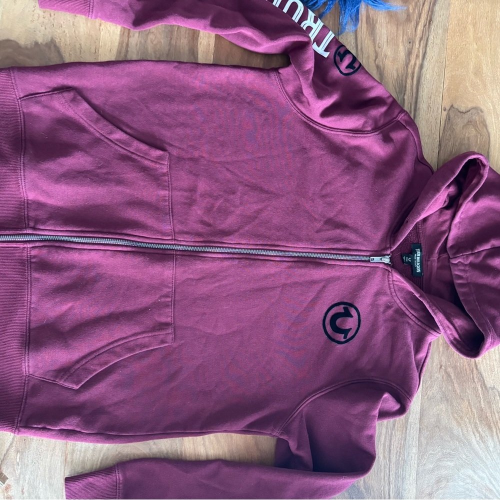 True Religion Maroon Zip-Up Hoodie